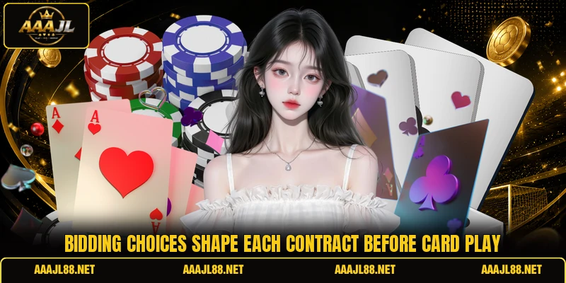 Bidding choices shape each contract before card play