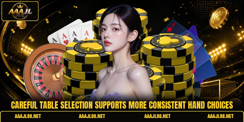 Careful table selection supports more consistent hand choices