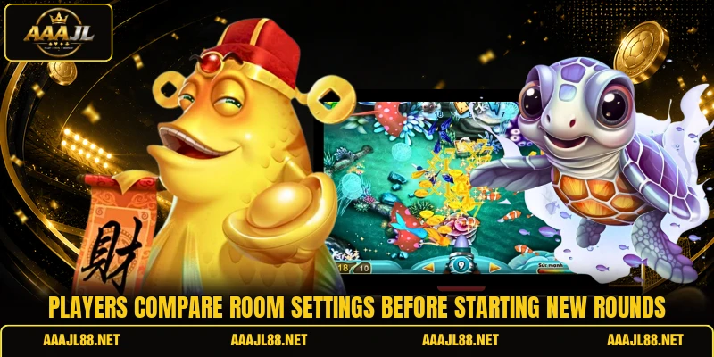 Players compare room settings before starting new rounds